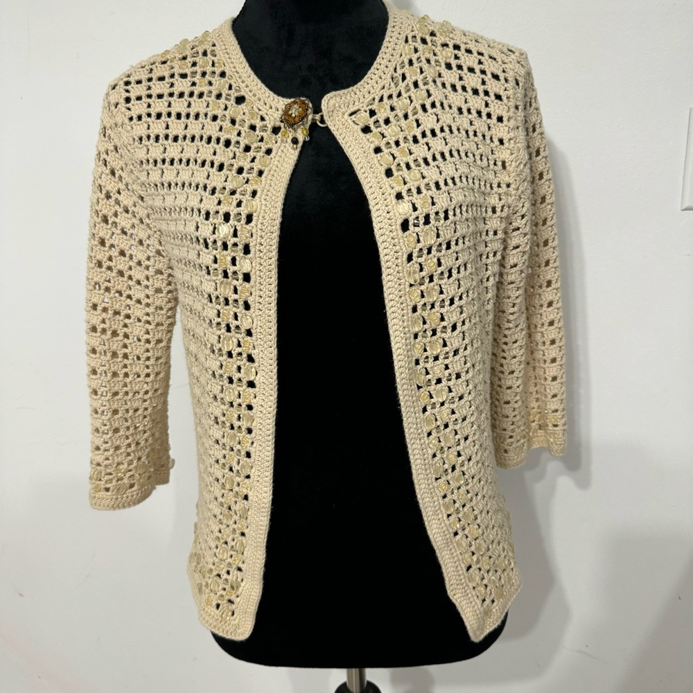 Cynthia Steffe medium crochet knit cardigan